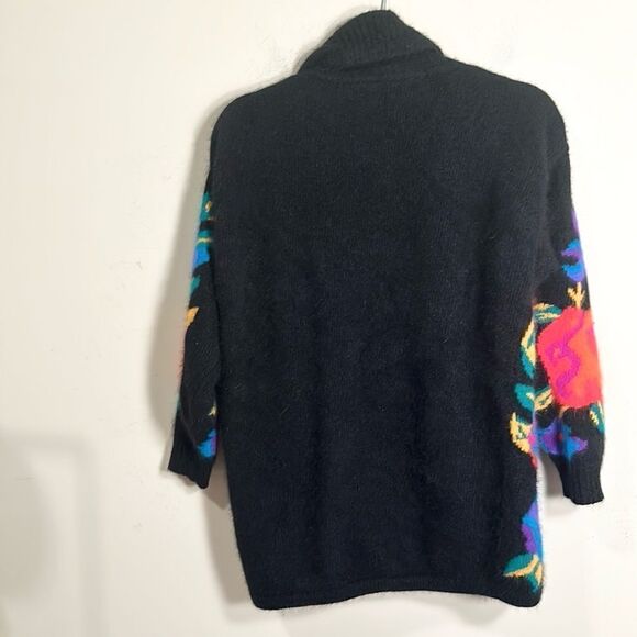Vintage 80's - RAFAELA Angora and Lambswool Black Cardigan M - Picture 4 of 6